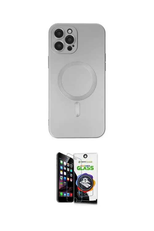 ieg™ iPhone 12 Pro Max Kılıf Akış Minimal Özel Seri - Şeffaf Temperli Cam Ekran Koruyucu