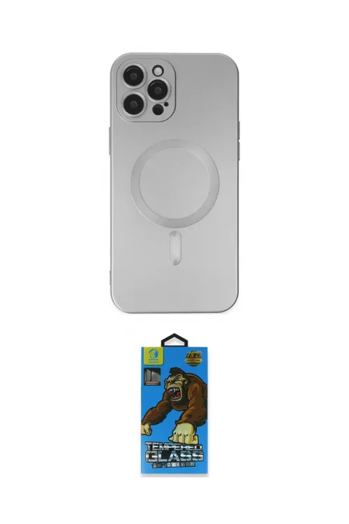 ieg™ iPhone 12 Pro Max Kılıf Akış Minimal Özel Seri - Siyah 18D Cam Ekran Koruyucu