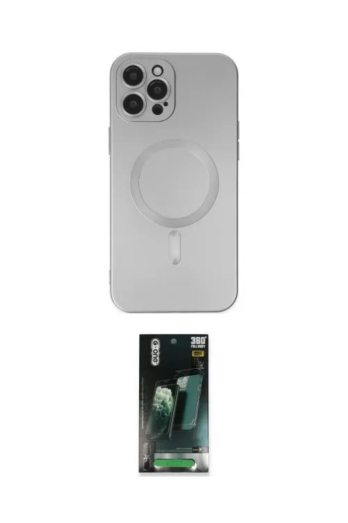ieg™ iPhone 12 Pro Max Kılıf Akış Minimal Özel Seri - Siyah 360 Mat Full Body Arka Koruyucu