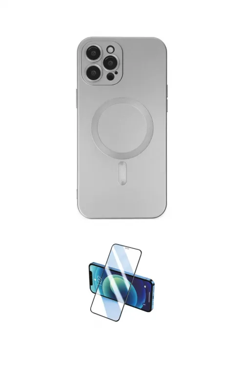 ieg™ iPhone 12 Pro Max Kılıf Akış Minimal Özel Seri - Siyah 3D Antistatik Cam Ekran Koruyucu