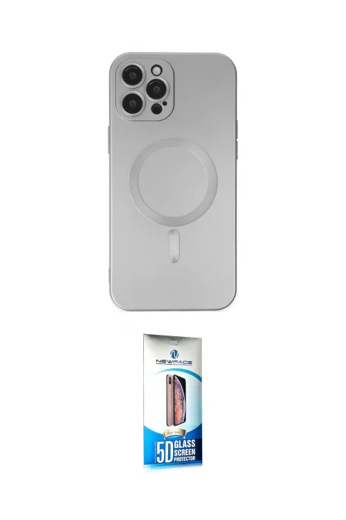 ieg™ iPhone 12 Pro Max Kılıf Akış Minimal Özel Seri - Siyah 5D Eko Cam Ekran Koruyucu
