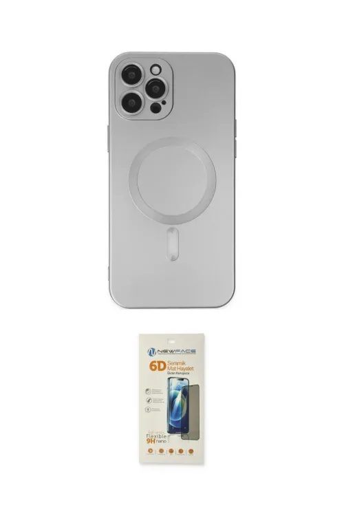 ieg™ iPhone 12 Pro Max Kılıf Akış Minimal Özel Seri - Siyah 6D Mat Seramik Hayalet Nano Ekran Koruyucu