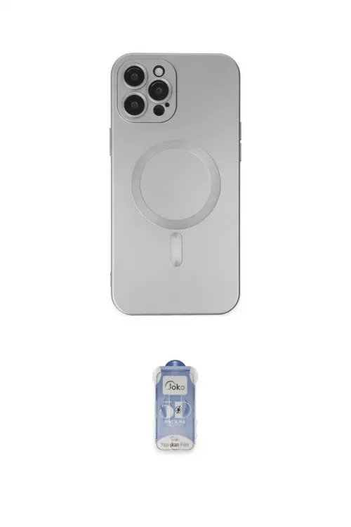 ieg™ iPhone 12 Pro Max Kılıf Akış Minimal Özel Seri - Siyah Joko Magic 5D Cam