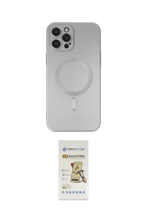 ieg™ iPhone 12 Pro Max Kılıf Akış Minimal Özel Seri - Siyah Mat Seramik Nano Ekran Koruyucu