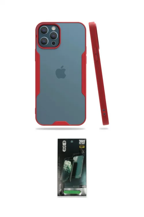 ieg™ iPhone 12 Pro Max Kılıf Atlas Asil Serisi - Şeffaf 360 Full Body Arka Koruyucu