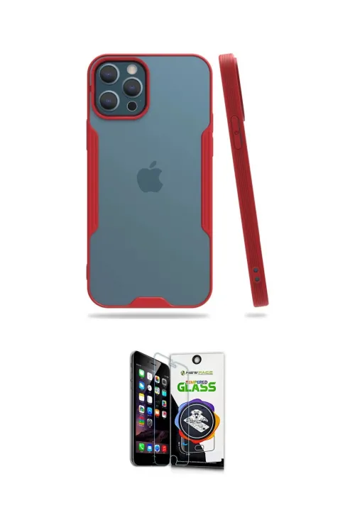 ieg™ iPhone 12 Pro Max Kılıf Atlas Asil Serisi - Şeffaf Temperli Cam Ekran Koruyucu