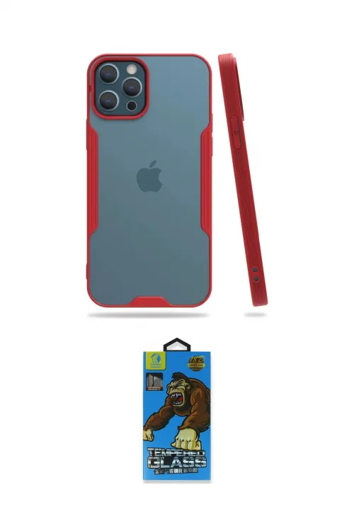 ieg™ iPhone 12 Pro Max Kılıf Atlas Asil Serisi - Siyah 18D Cam Ekran Koruyucu