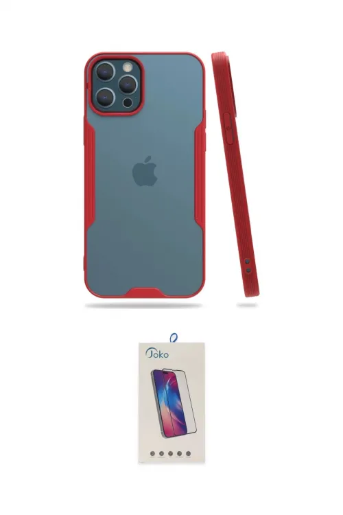 ieg™ iPhone 12 Pro Max Kılıf Atlas Asil Serisi - Siyah Joko 5D Cam