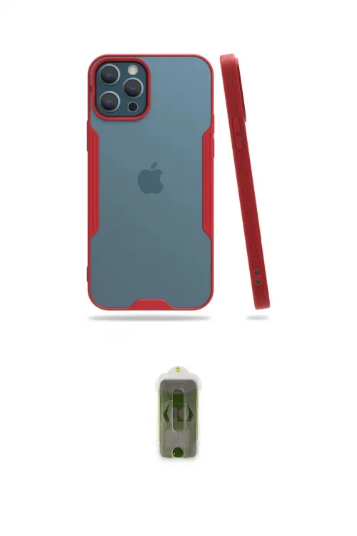 ieg™ iPhone 12 Pro Max Kılıf Atlas Asil Serisi - Siyah Joko Magic 5D Hayalet Cam