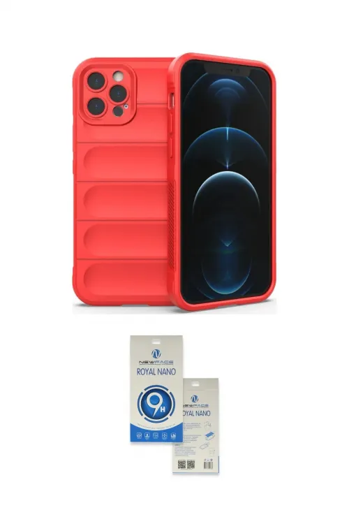ieg™ iPhone 12 Pro Max Kılıf Atlas Koleksiyonu - Şeffaf Royal Nano Ekran Koruyucu