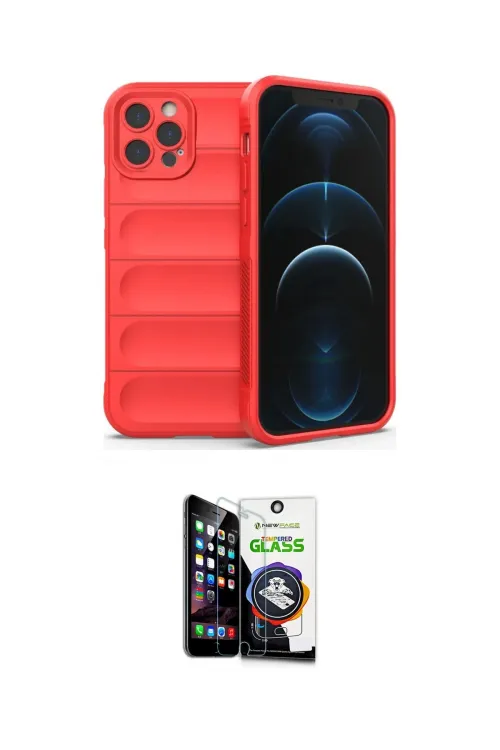 ieg™ iPhone 12 Pro Max Kılıf Atlas Koleksiyonu - Şeffaf Temperli Cam Ekran Koruyucu