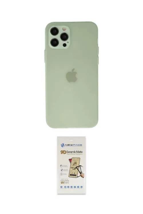 ieg™ iPhone 12 Pro Max Kılıf Atlas Minimal Prime - Siyah Mat Seramik Nano Ekran Koruyucu