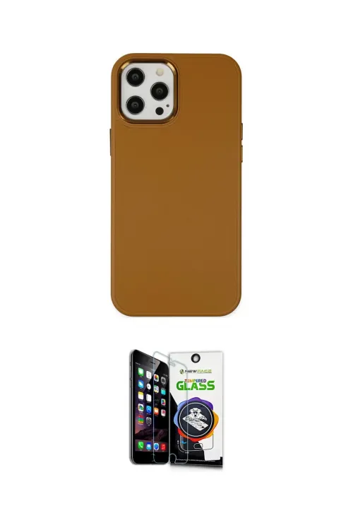 ieg™ iPhone 12 Pro Max Kılıf Çekirdek Çizgi - Şeffaf Temperli Cam Ekran Koruyucu