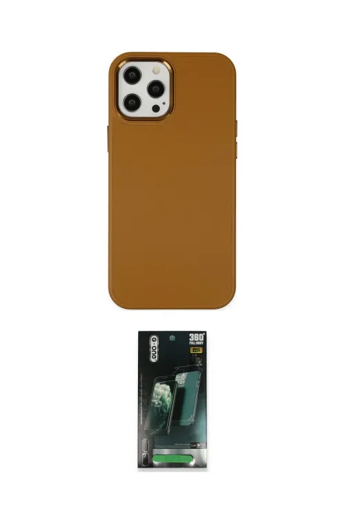 ieg™ iPhone 12 Pro Max Kılıf Çekirdek Çizgi - Siyah 360 Mat Full Body Arka Koruyucu