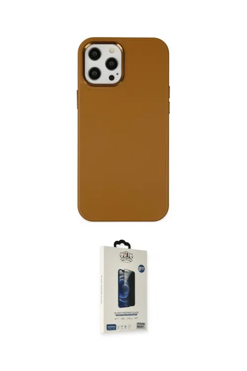 ieg™ iPhone 12 Pro Max Kılıf Çekirdek Çizgi - Siyah Bilvis Hayalet Cam Ekran Koruyucu