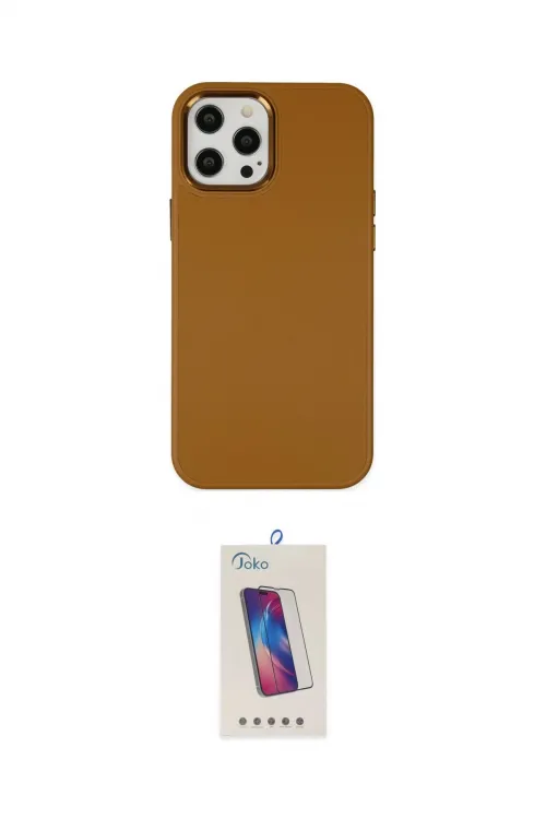 ieg™ iPhone 12 Pro Max Kılıf Çekirdek Çizgi - Siyah Joko 5D Cam