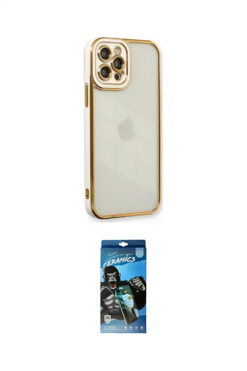 ieg™ iPhone 12 Pro Max Kılıf Çekirdek Klasik Serisi - Siyah 34D Izgaralı Cam