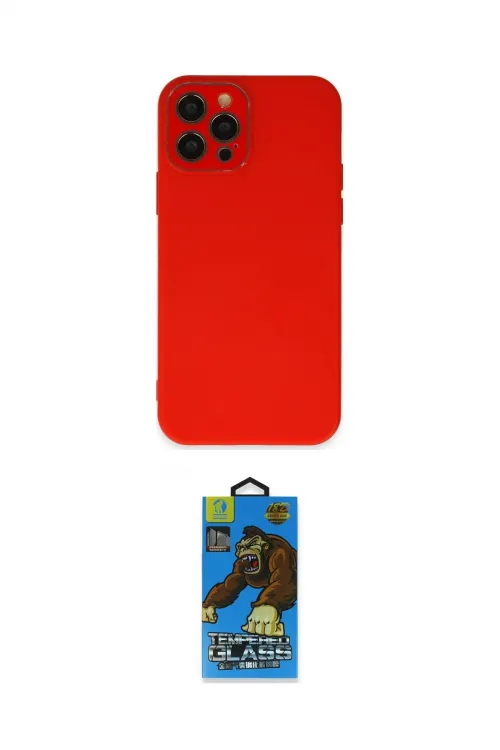 ieg™ iPhone 12 Pro Max Kılıf Çekirdek Modern Serisi - Siyah 18D Cam Ekran Koruyucu