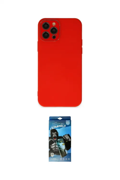 ieg™ iPhone 12 Pro Max Kılıf Çekirdek Modern Serisi - Siyah 34D Izgaralı Cam