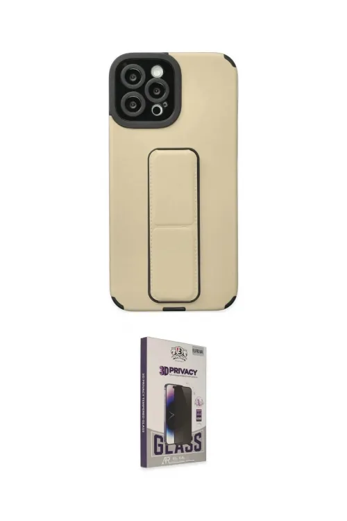 ieg™ iPhone 12 Pro Max Kılıf Çekirdek Yansıma - Siyah Bilvis Hayalet Cam Ekran Koruyucu