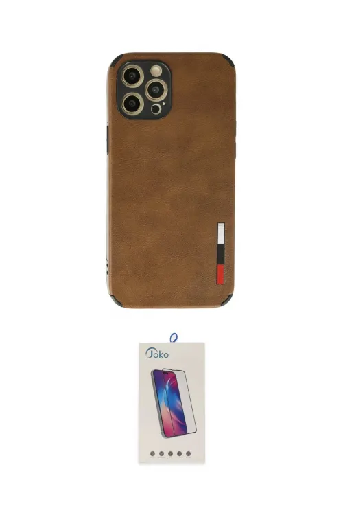 ieg™ iPhone 12 Pro Max Kılıf Doruk Asil Koleksiyonu - Siyah Joko 5D Cam