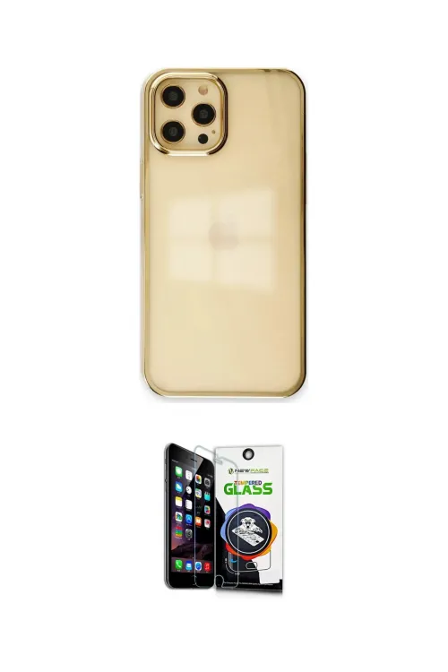 ieg™ iPhone 12 Pro Max Kılıf Doruk Doku Prime - Şeffaf Temperli Cam Ekran Koruyucu
