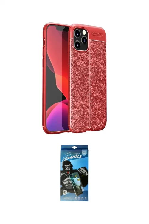 ieg™ iPhone 12 Pro Max Kılıf Doruk Klasik Özel Seri - Siyah 34D Izgaralı Cam