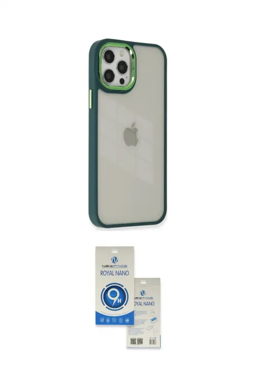 ieg™ iPhone 12 Pro Max Kılıf Eksen Doku Prime - Şeffaf Royal Nano Ekran Koruyucu