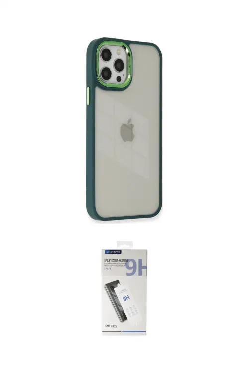 ieg™ iPhone 12 Pro Max Kılıf Eksen Doku Prime - Şeffaf Uv Polymer Nano Ekran Koruyucu