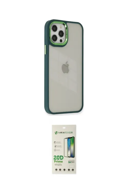 ieg™ iPhone 12 Pro Max Kılıf Eksen Doku Prime - Siyah 20D Premium Cam Ekran Koruyucu