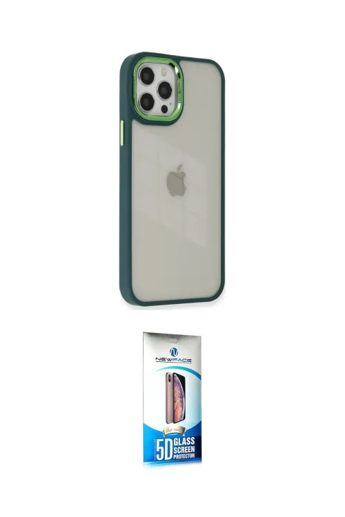 ieg™ iPhone 12 Pro Max Kılıf Eksen Doku Prime - Siyah 5D Eko Cam Ekran Koruyucu