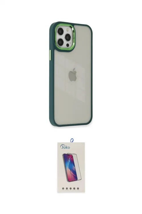 ieg™ iPhone 12 Pro Max Kılıf Eksen Doku Prime - Siyah Joko 5D Cam