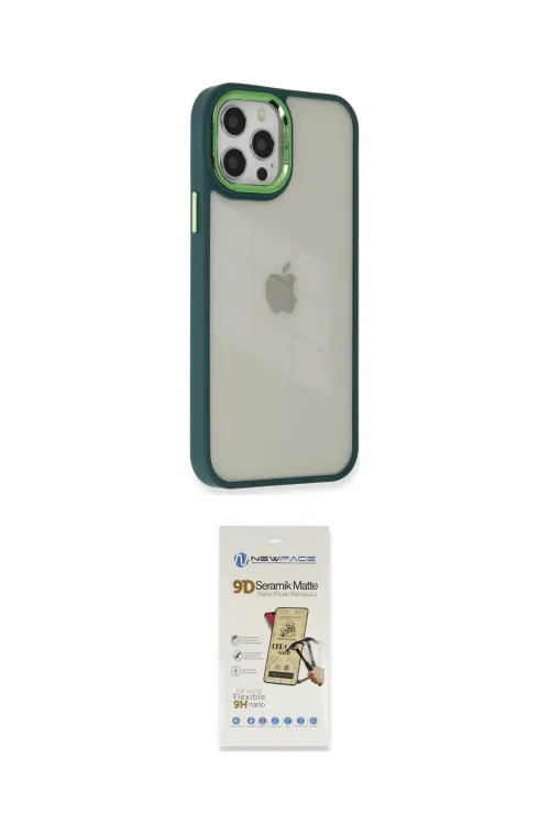 ieg™ iPhone 12 Pro Max Kılıf Eksen Doku Prime - Siyah Mat Seramik Nano Ekran Koruyucu