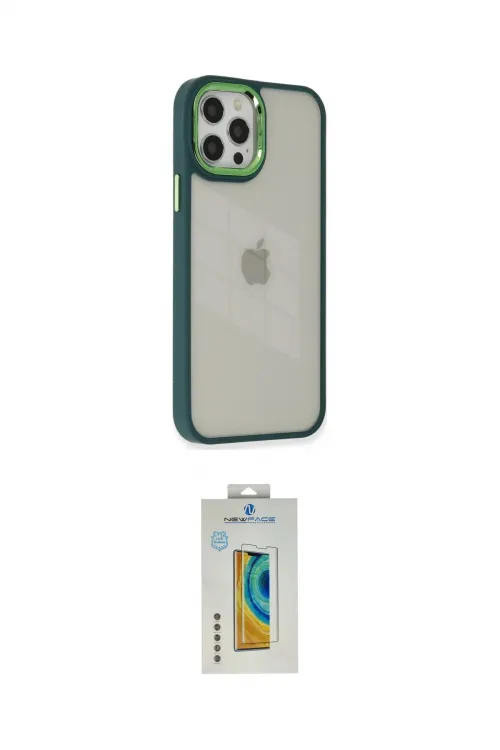 ieg™ iPhone 12 Pro Max Kılıf Eksen Doku Prime - Siyah Polymer Nano Ekran Koruyucu