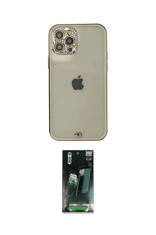 ieg™ iPhone 12 Pro Max Kılıf Eksen Minimal Koleksiyonu - Şeffaf 360 Full Body Arka Koruyucu
