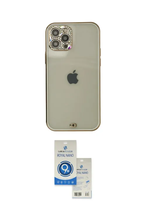ieg™ iPhone 12 Pro Max Kılıf Eksen Minimal Koleksiyonu - Şeffaf Royal Nano Ekran Koruyucu