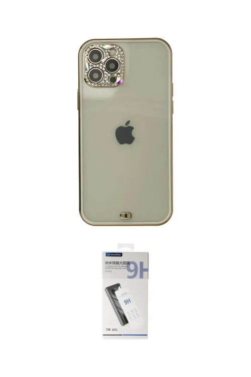 ieg™ iPhone 12 Pro Max Kılıf Eksen Minimal Koleksiyonu - Şeffaf Uv Polymer Nano Ekran Koruyucu