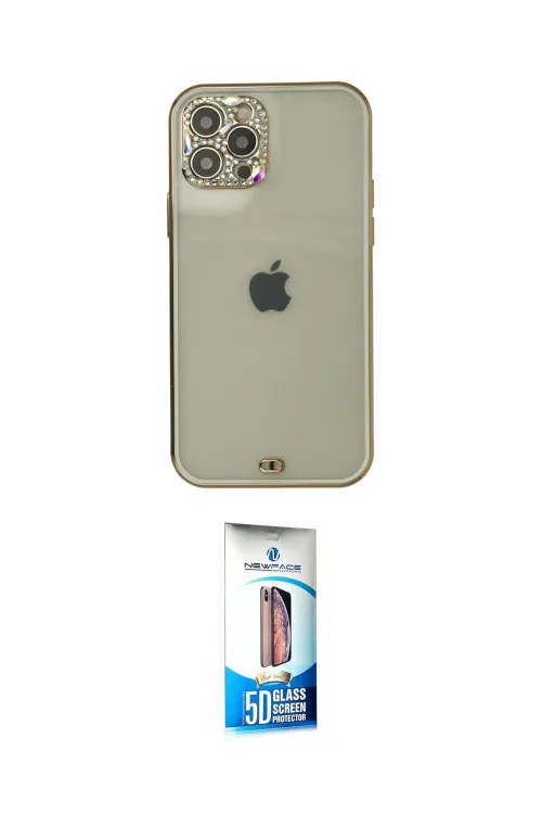 ieg™ iPhone 12 Pro Max Kılıf Eksen Minimal Koleksiyonu - Siyah 5D Eko Cam Ekran Koruyucu
