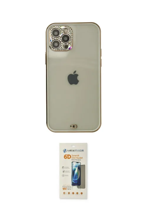 ieg™ iPhone 12 Pro Max Kılıf Eksen Minimal Koleksiyonu - Siyah 6D Mat Seramik Hayalet Nano Ekran Koruyucu