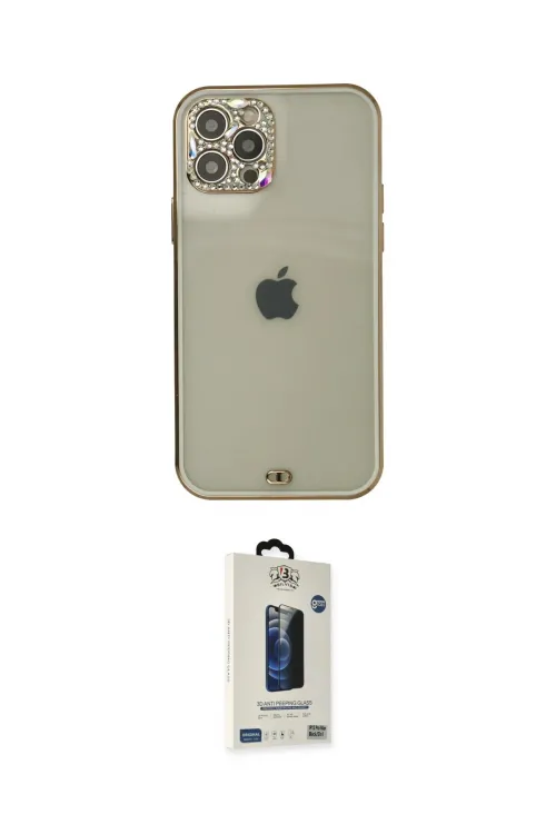 ieg™ iPhone 12 Pro Max Kılıf Eksen Minimal Koleksiyonu - Siyah Bilvis Hayalet Cam Ekran Koruyucu