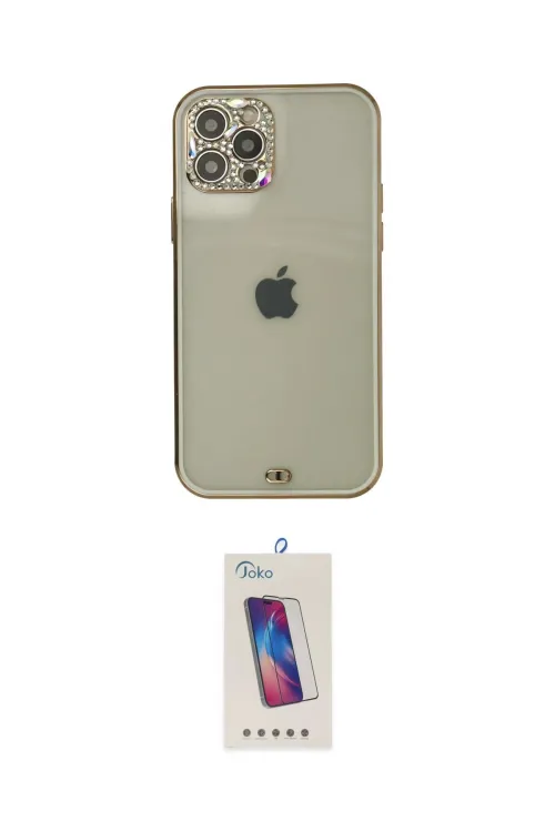 ieg™ iPhone 12 Pro Max Kılıf Eksen Minimal Koleksiyonu - Siyah Joko 5D Cam