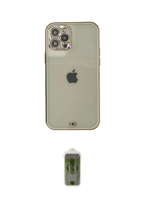 ieg™ iPhone 12 Pro Max Kılıf Eksen Minimal Koleksiyonu - Siyah Joko Magic 5D Hayalet Cam
