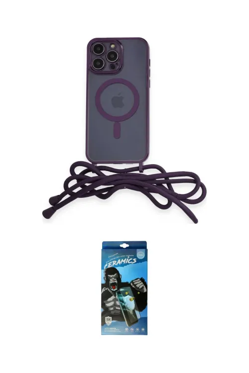 ieg™ iPhone 12 Pro Max Kılıf Eksen Özel Seri - Siyah 34D Izgaralı Cam