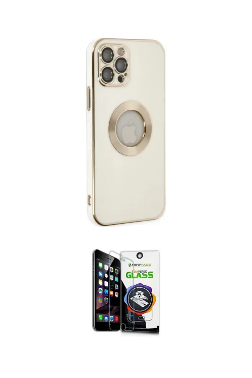 ieg™ iPhone 12 Pro Max Kılıf İz Form Serisi - Şeffaf Temperli Cam Ekran Koruyucu