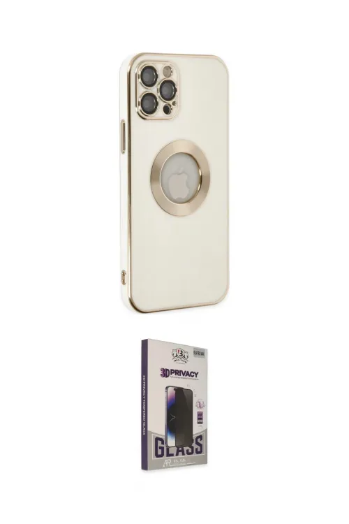 ieg™ iPhone 12 Pro Max Kılıf İz Form Serisi - Siyah Bilvis Hayalet Cam Ekran Koruyucu