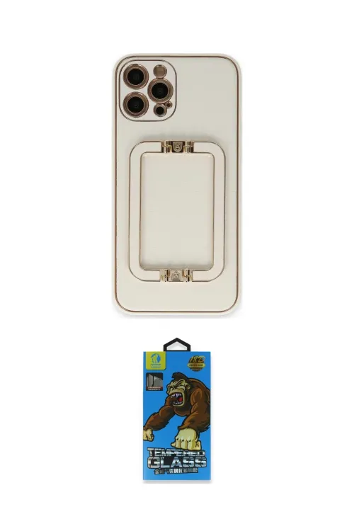 ieg™ iPhone 12 Pro Max Kılıf Kozmos Minimal Prime - Siyah 18D Cam Ekran Koruyucu