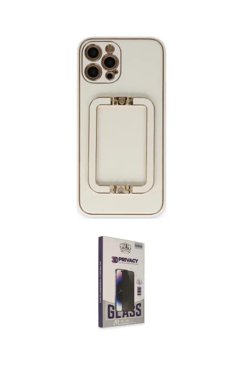 ieg™ iPhone 12 Pro Max Kılıf Kozmos Minimal Prime - Siyah Bilvis Hayalet Cam Ekran Koruyucu