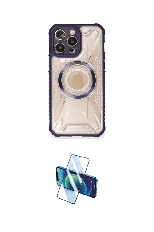 ieg™ iPhone 12 Pro Max Kılıf Kutup Modern - Siyah 3D Antistatik Cam Ekran Koruyucu