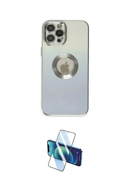 ieg™ iPhone 12 Pro Max Kılıf Kutup Yansıma Özel Seri - Siyah 3D Antistatik Cam Ekran Koruyucu