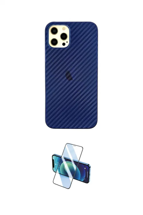 ieg™ iPhone 12 Pro Max Kılıf Nova Çizgi - Siyah 3D Antistatik Seramik Nano Ekran Koruyucu
